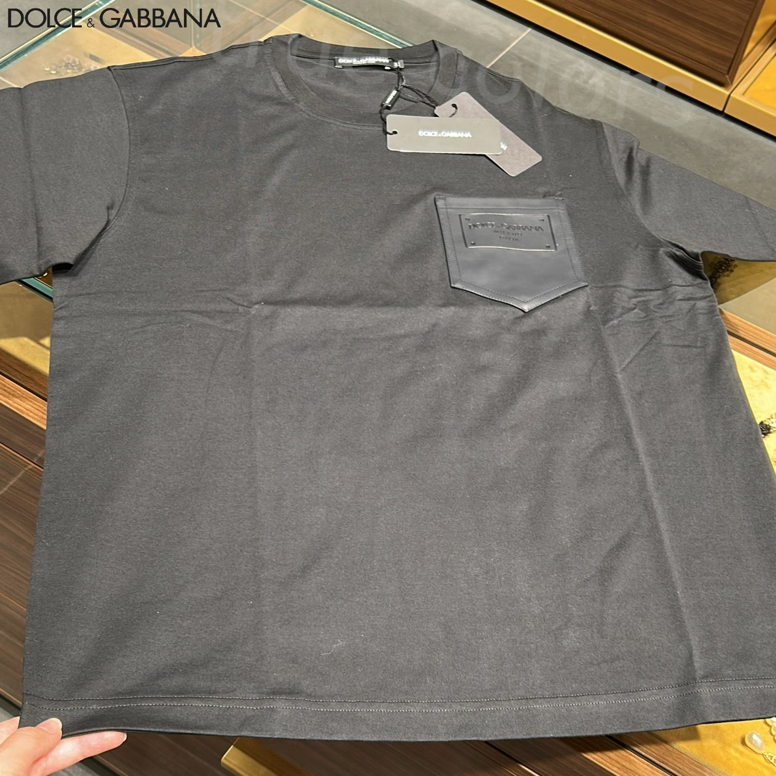 DOLCE&GABBANA ドルガバ ロゴレザーパッチポケット 半袖 Tシャツ
