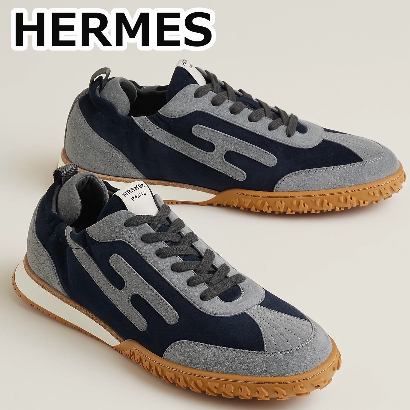 《HERMES》スニーカー ジェット マリン / グリ・オラージュ
