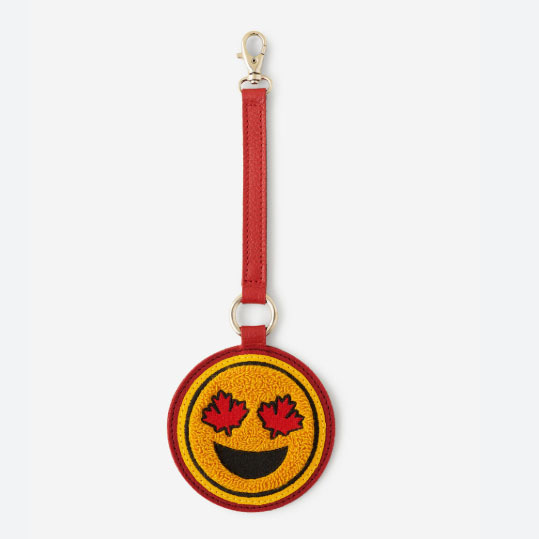 【日本未入荷】ROOTS メープルリーフ smiley 本革チャーム