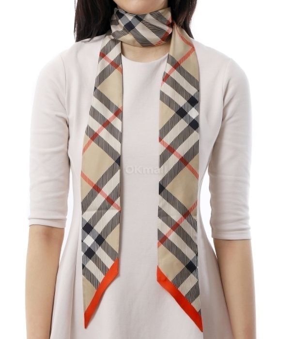 BURBERRY｜ (Skinny Check Silk Scarf (8088136))