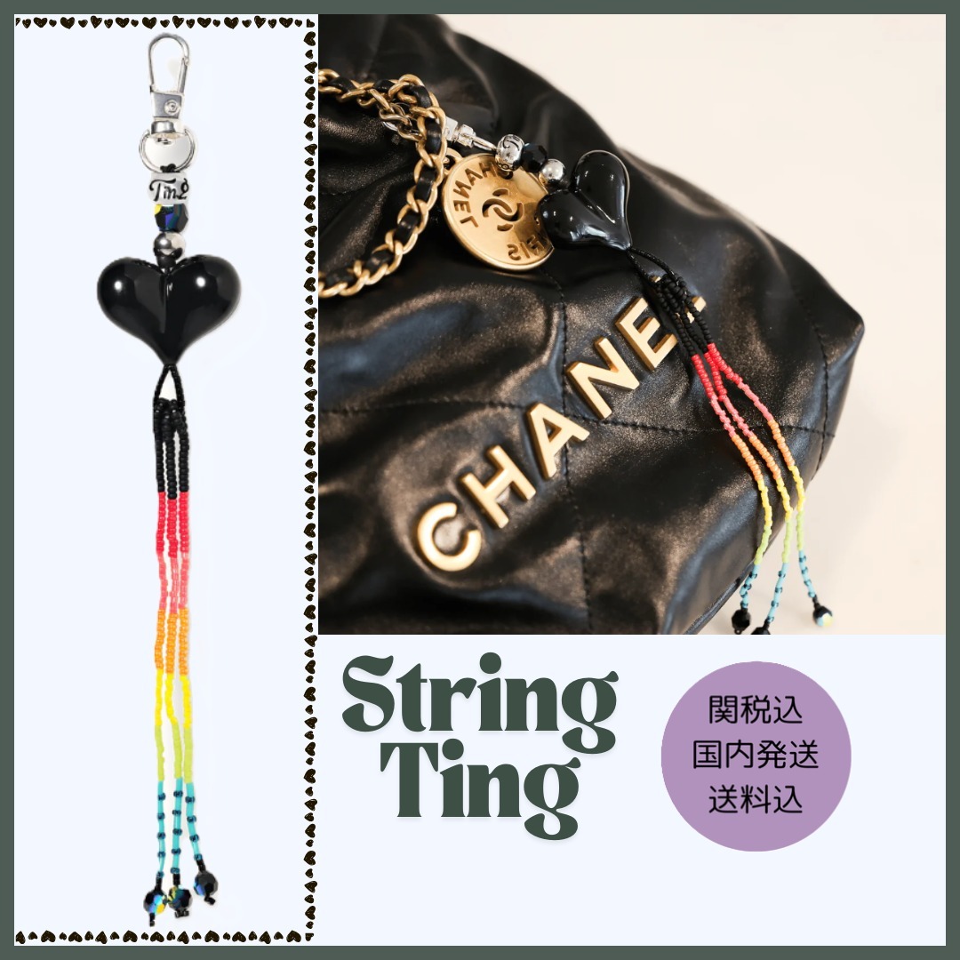 【String Ting】Li'l Mood Burn ネオン 黒ハート バッグチャーム