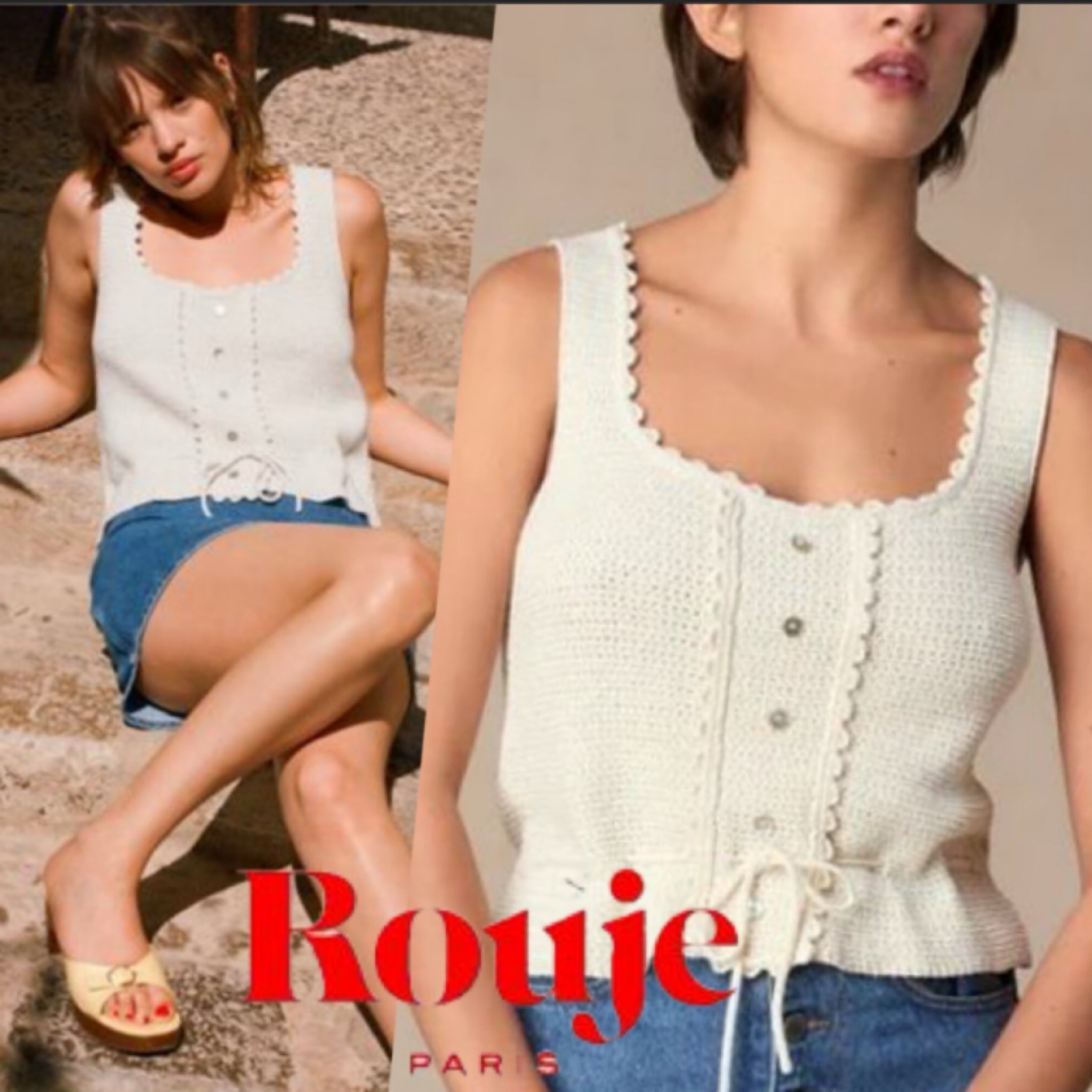セール！国内配送★ルージュ リブ編 ストレッチ レース Tシャツ