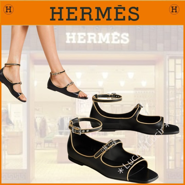 洗練さと共に☆HERMES サンダル Kristen Hロゴ付きストラップ