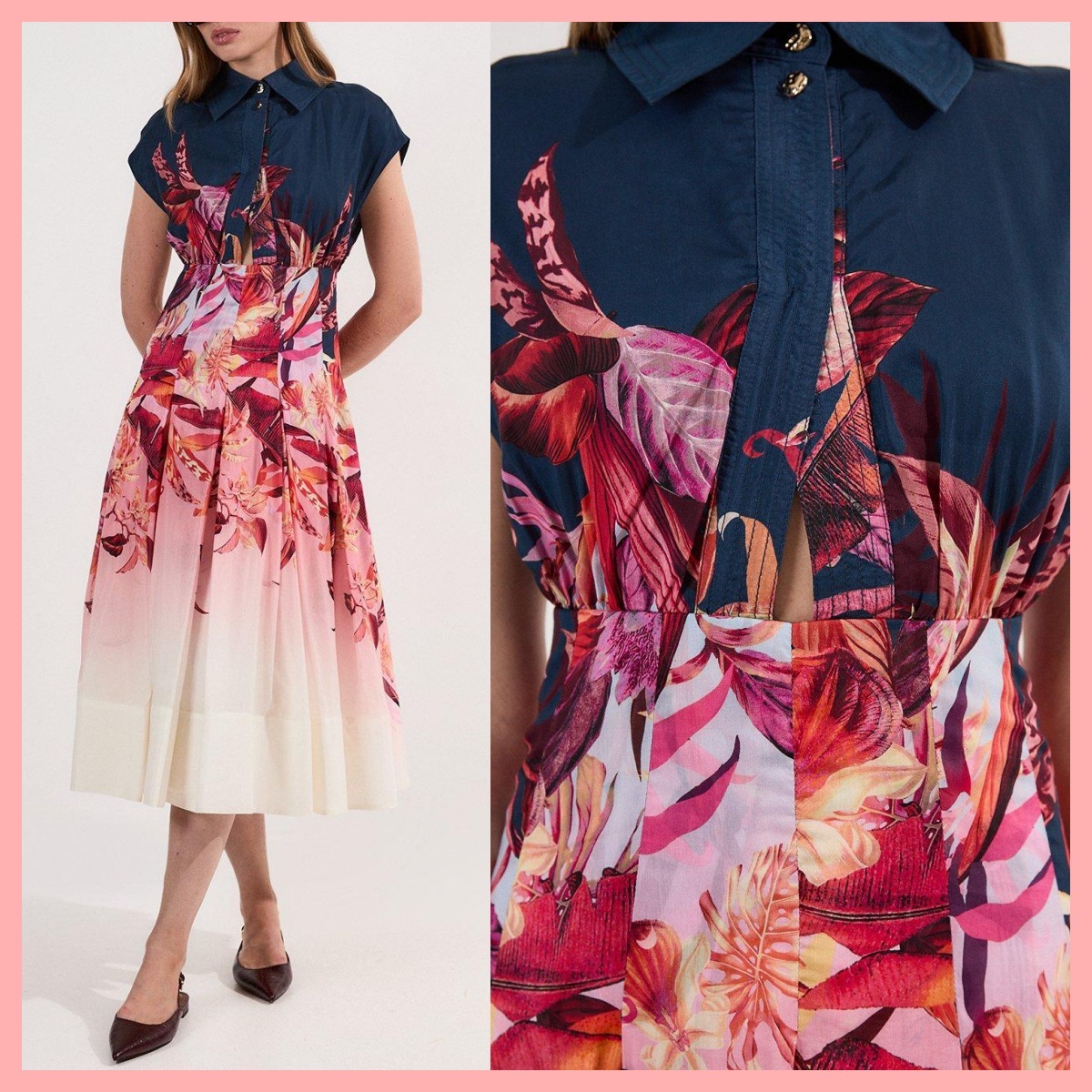 日本未入荷★Karen Millen パターン柄シャツワンピース
