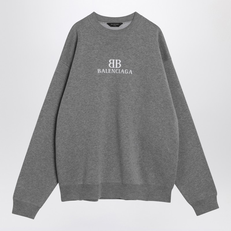 【関税&送料込】Balenciaga Grey Cotton Sweater With Logo