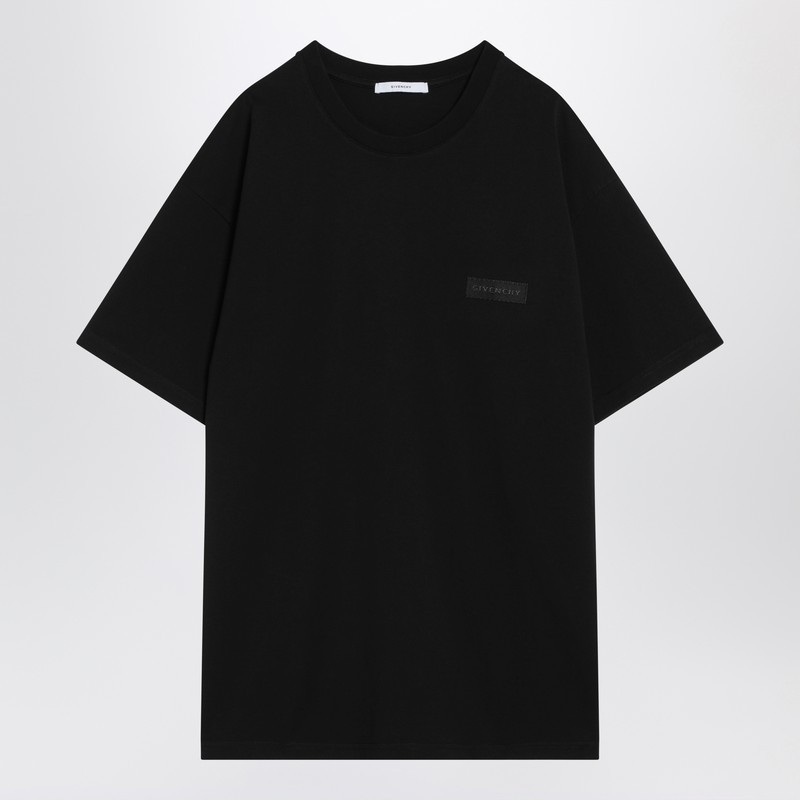 【関税&送料込】Givenchy Black Cotton T-Shirt With Logo Patc