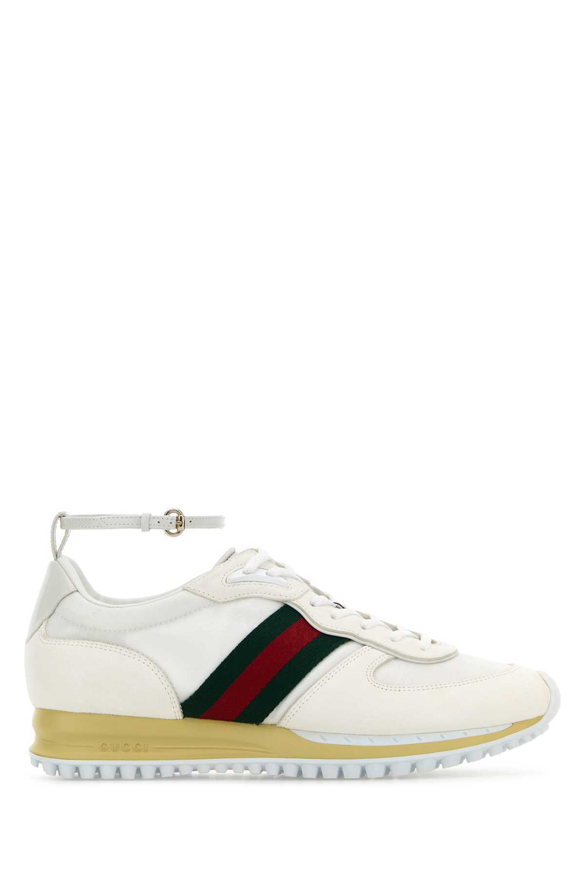 【関税&送料込】Gucci White Gg Fabric And Suede Re-Motion Sn