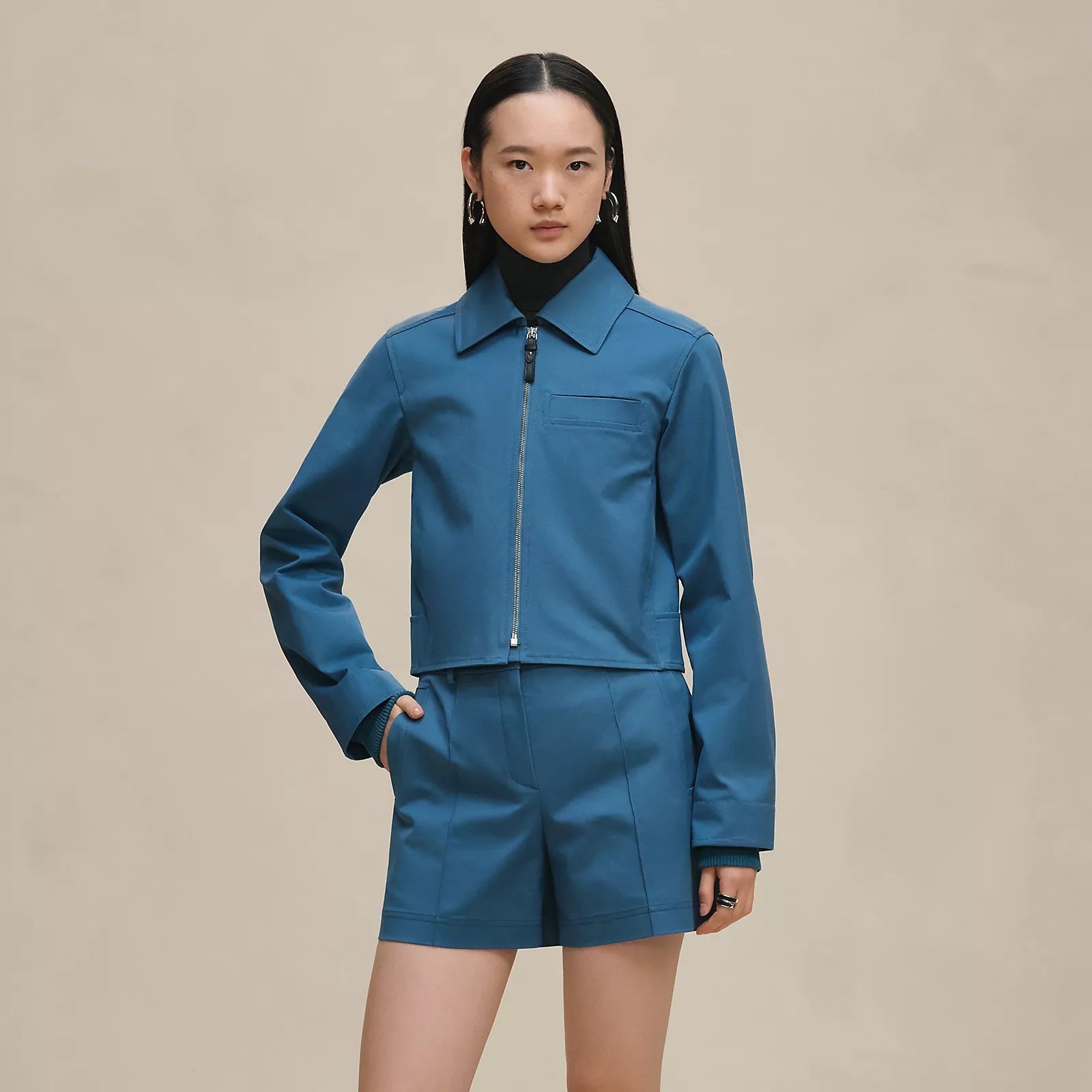 HERMES 25AW《ジャケット》ストレッチコットン ブルー DHL 直営