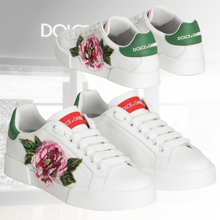 【足元に咲く花】D&G PORTOFINO LIGHT カーフスキン スニーカー