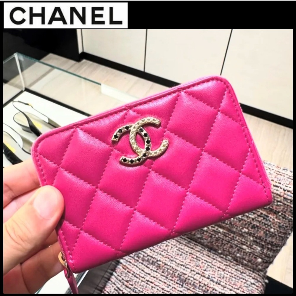 上品で可愛らしい【CHANEL】マトラッセ ラム コインケース