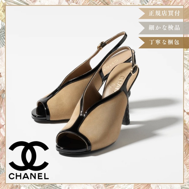 【シックな配色と上質な素材】CHANEL カーフスキンサンダル