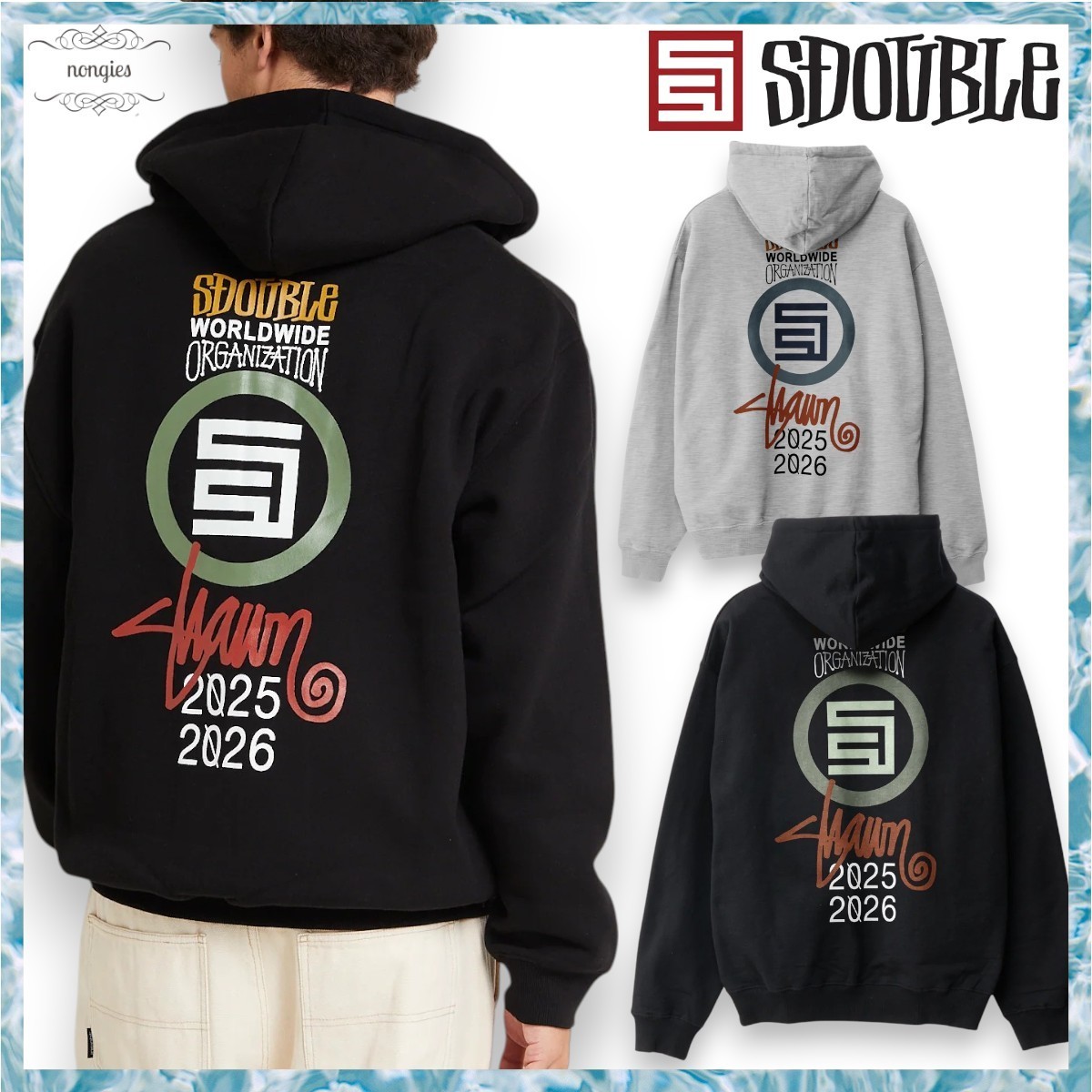 AUS発★S-DOUBLE★25/26 Zip Through Hoodie フーディ Stussy