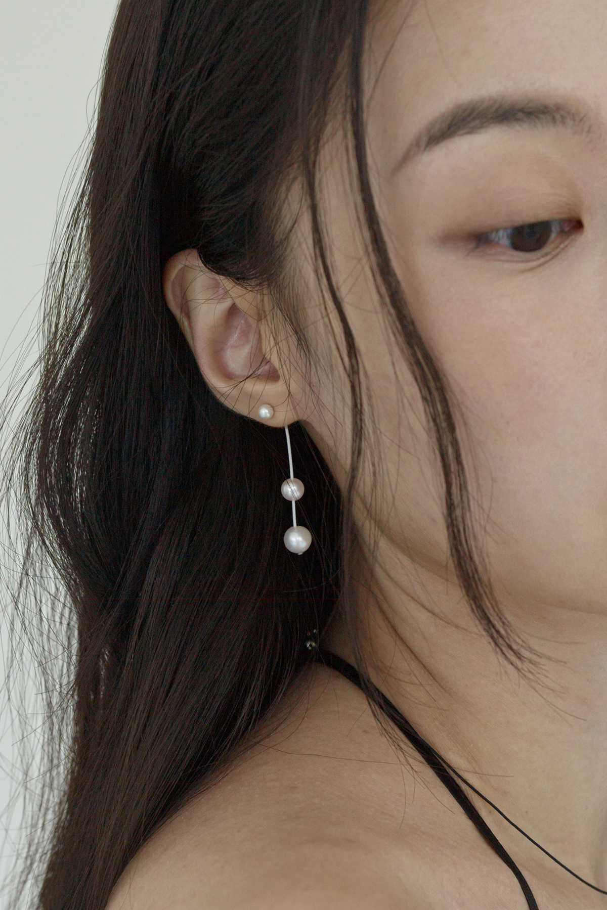 ピアス Monday Edition _ MJxME Drop Pearl String Earrings