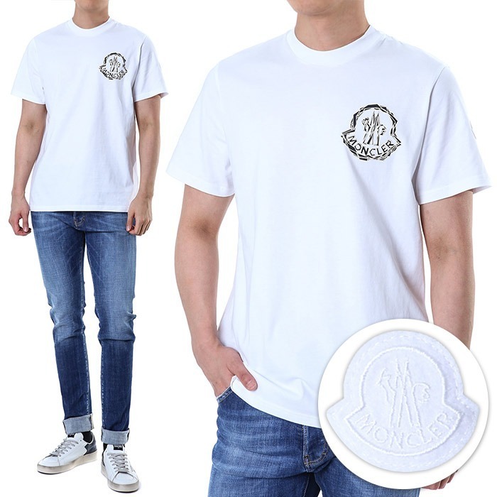 MONCLER☆グラフィック ロゴプリント Tシャツ WHITE MENS