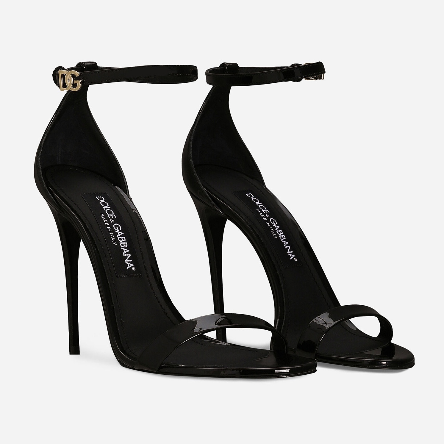 Dolce&Gabbana《ロゴストラップ エナメル サンダル》Black 直営