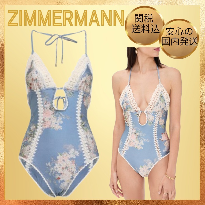 ★Zimmermann★ Cascadian ホルターネック 花柄 ワンピース水着
