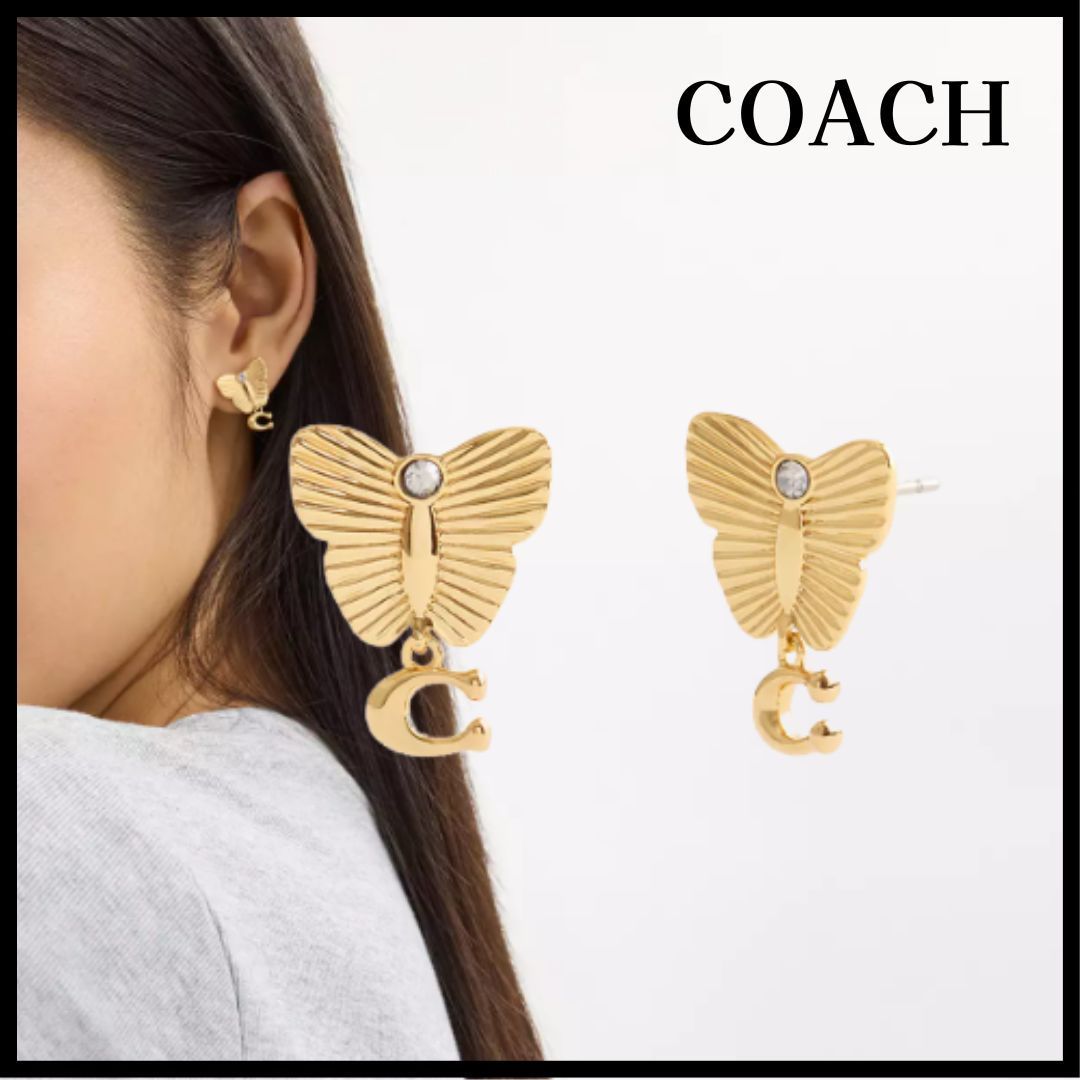 残りわずか◆【COACH】バタフライ ドロップ ピアス
