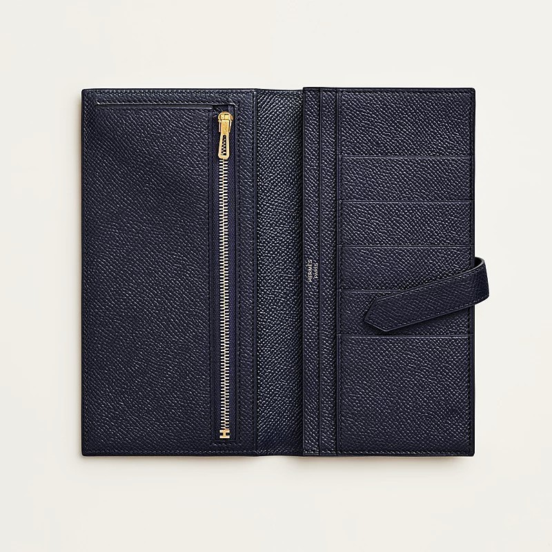 HERMES 在庫有 長財布《Bearn soufflet》ブルーインディゴ 直営