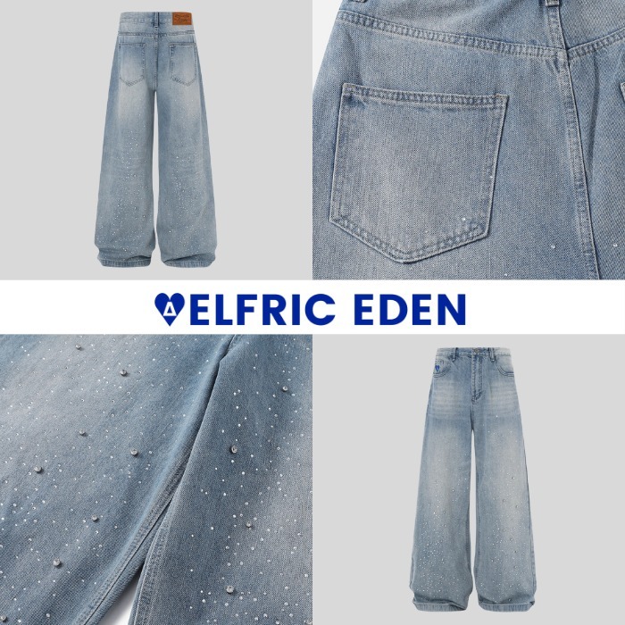 デニム・ジーパン Aelfric Eden Rhinestone Baggy Jeans