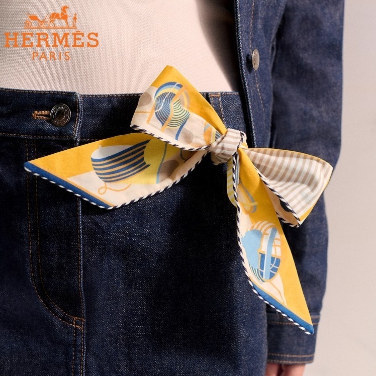《上品》HERMES コットンのリボン トゥイリー・タラッサ