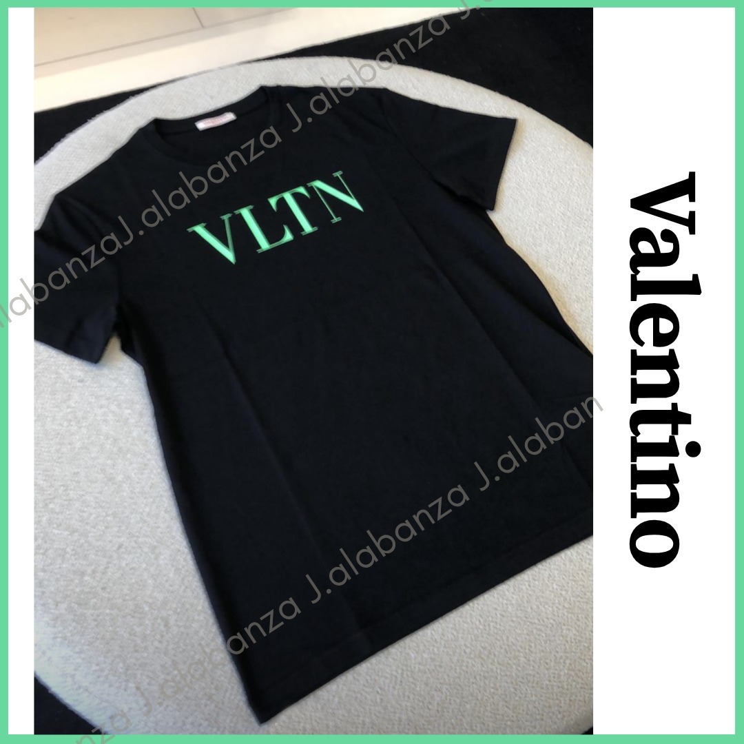 ヴァレンティノ☆VLTNロゴ クルーネック Tシャツ ブラック