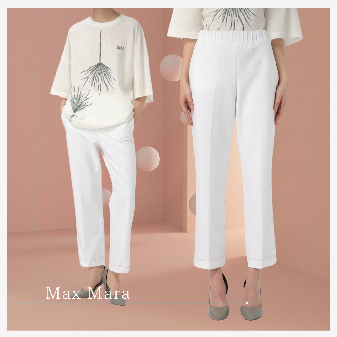格上カジュアル【Max Mara】上質 リネンコットンブレンドパンツ