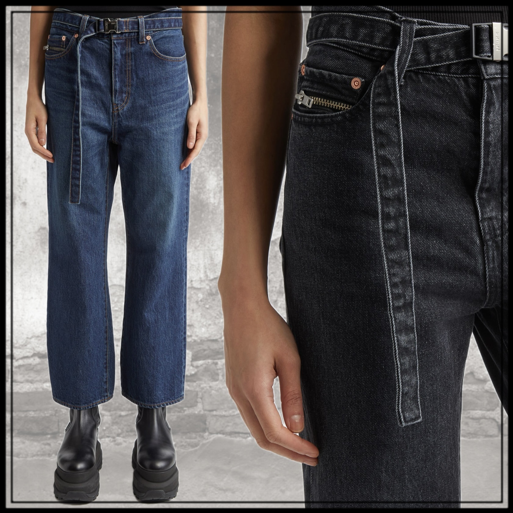 ■sacai■サカイ■Belted Crop Bootcut Jeans■デニム