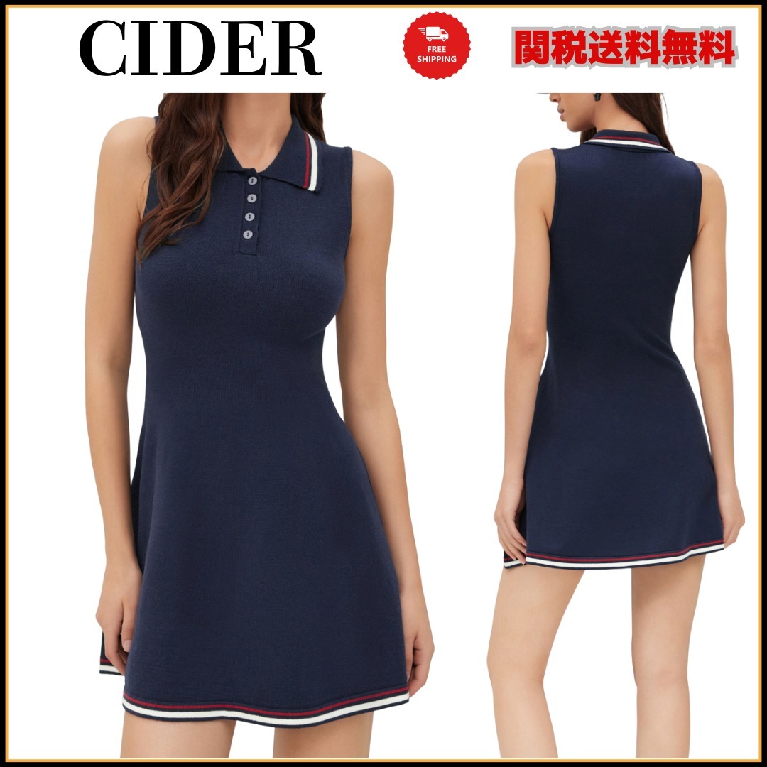 『Cider』ニットポロ コントラストバインディング ミニドレス