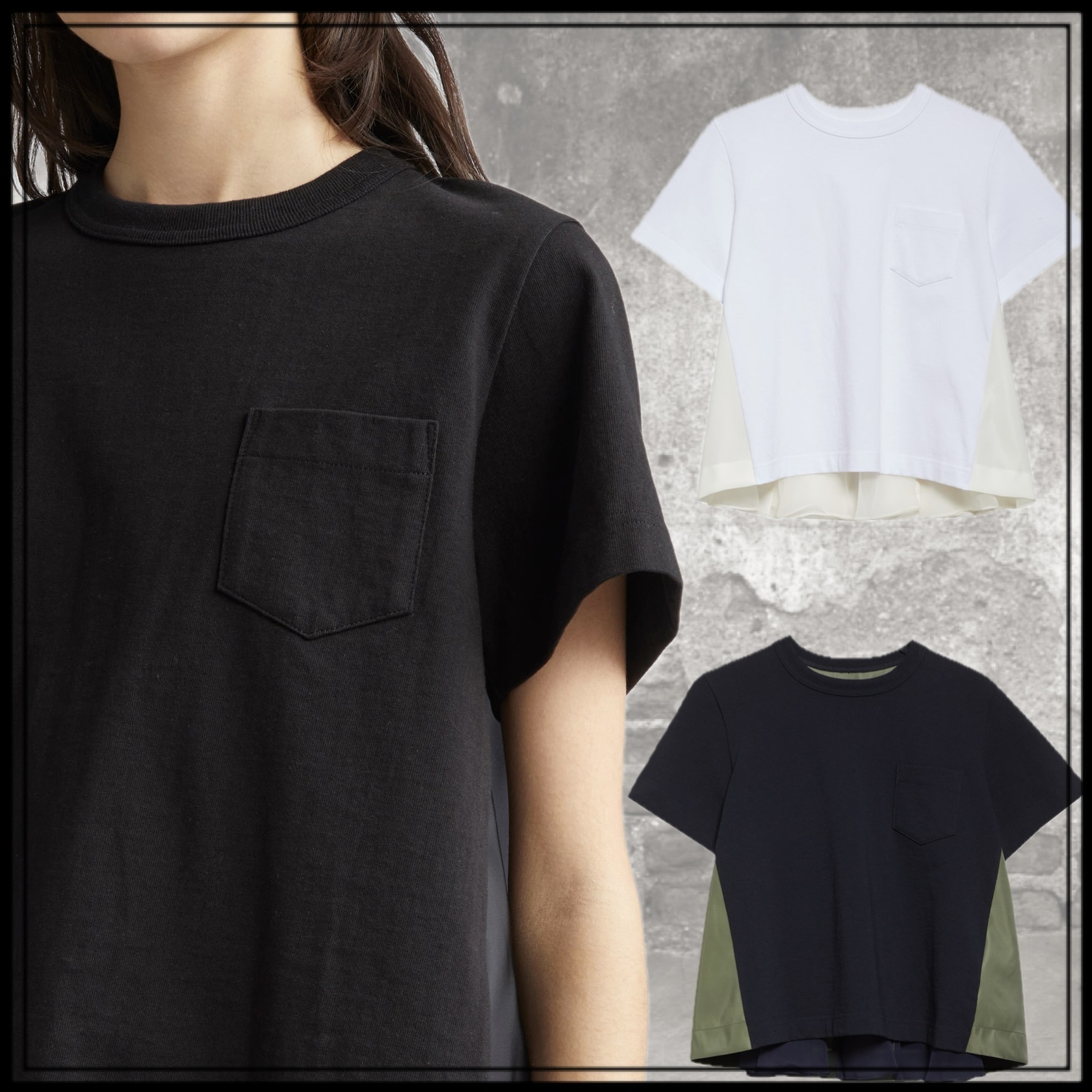 ■sacai■サカイ■Mixed Media Poplin & Jersey Top■トップス