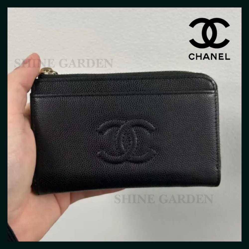 25A 復刻ロゴ★ CHANEL フラグメント キャビア 財布 大人カラー