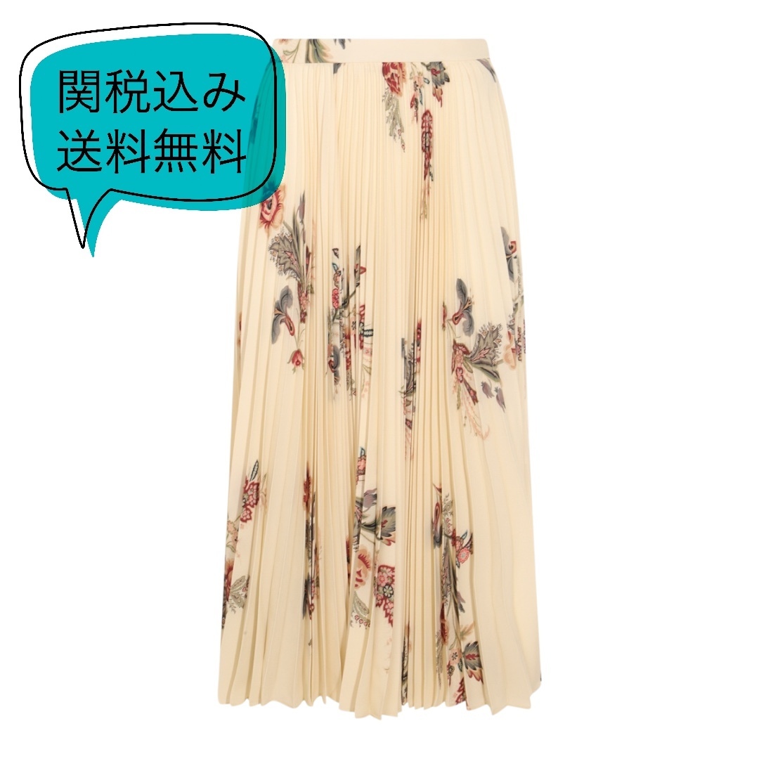関税送料込み ETRO プリント付きプリーツセーブルスカート