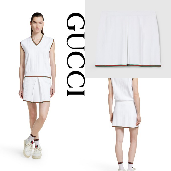 新作【GUCCI】ウェブ ストライプ ストレッチビスコース スカート
