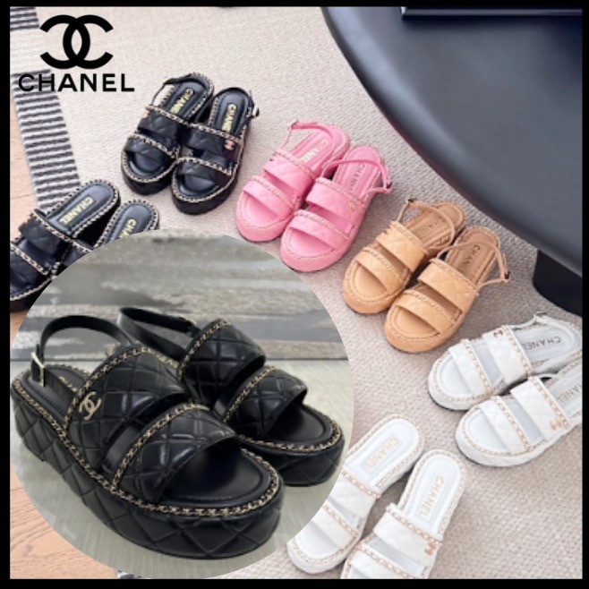 【マトラッセ可愛い25A】CHANEL 厚底 サンダル