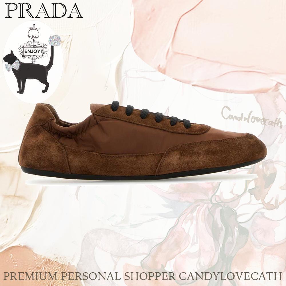 スニーカー PRADA Brown Re-Nylon And Suede Collapse Sneakers
