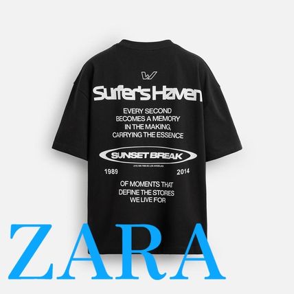 ★ドイツ発*ZARA*新作*アブストラクトプリントTシャツ/BLACK★ トマトプリントTシャツ - ブラック | ZARA Japan / 日本