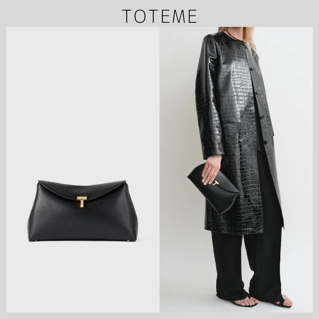 【TOTEME】Tロックレザークラッチ バッグ 洗練された逸品