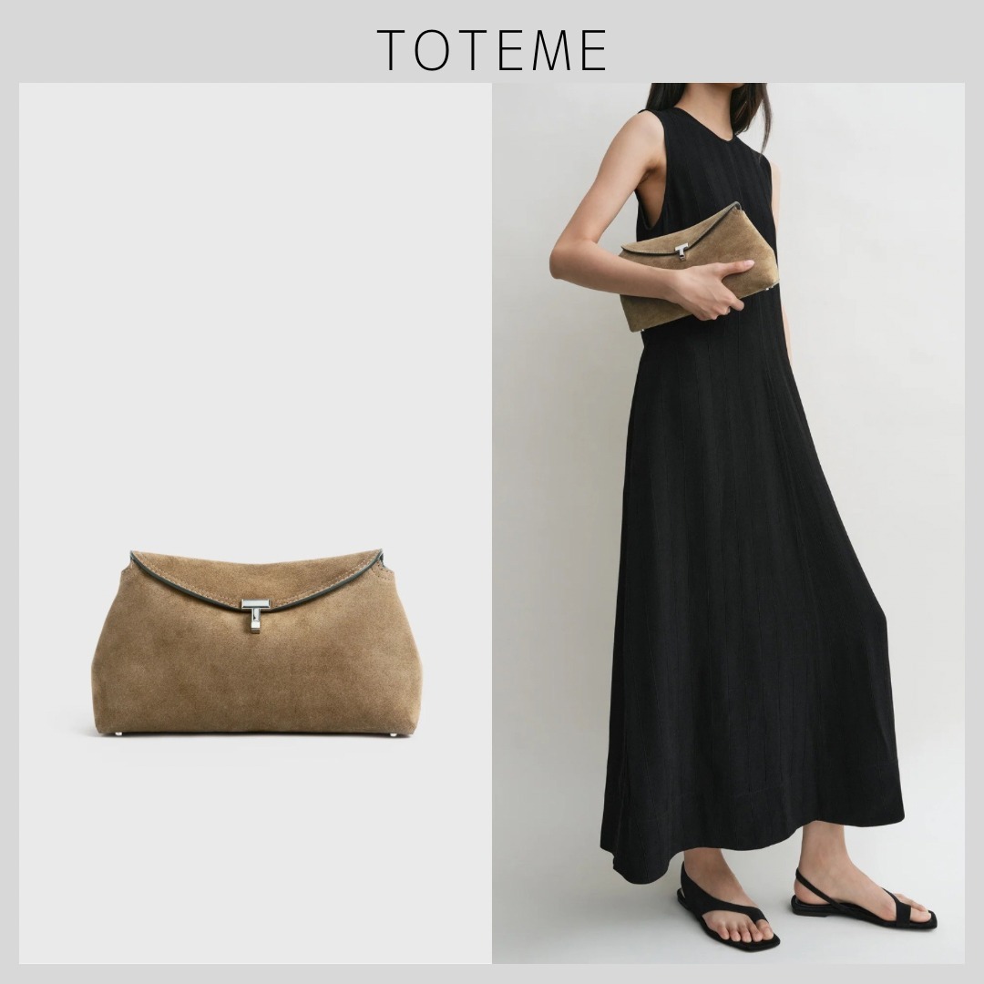 【TOTEME】Tロックスエードクラッチ バッグ 上質な逸品