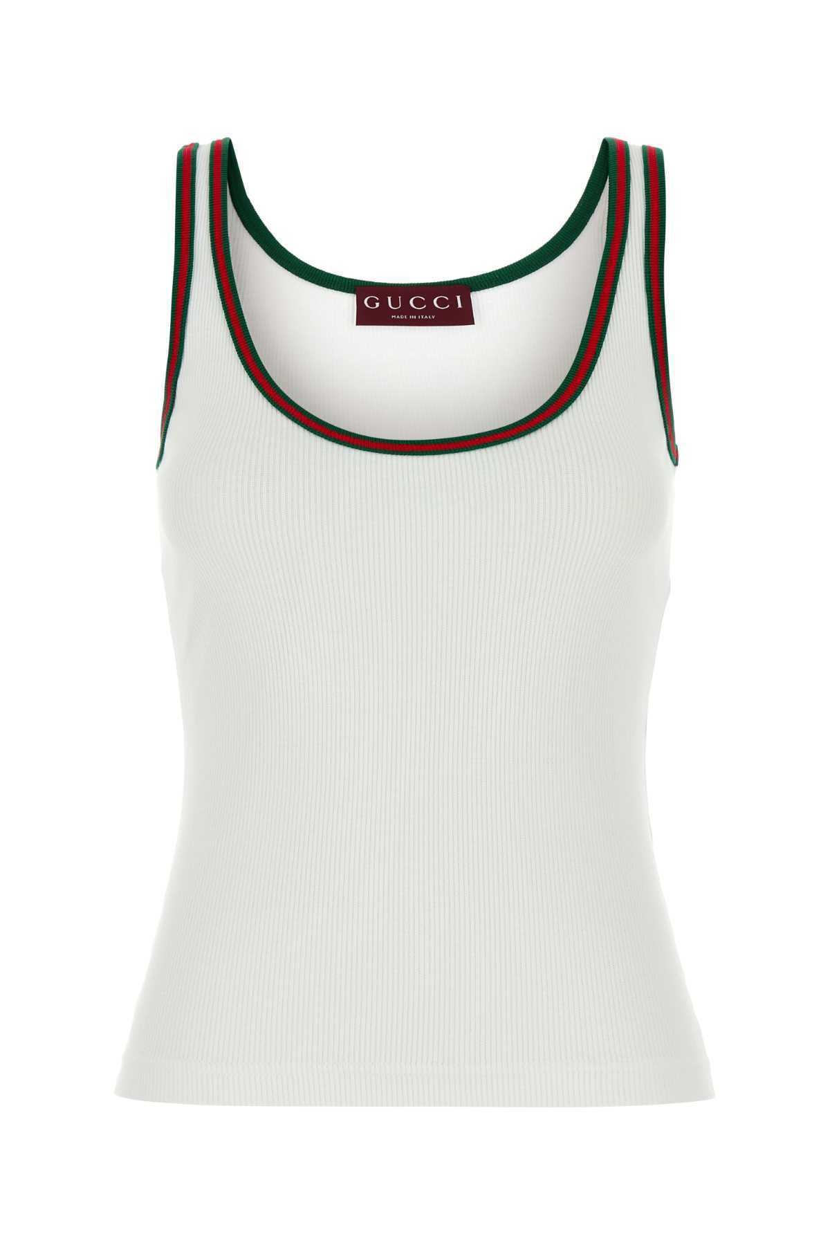 Tシャツ・カットソー GUCCI White Stretch Cotton Tank Top
