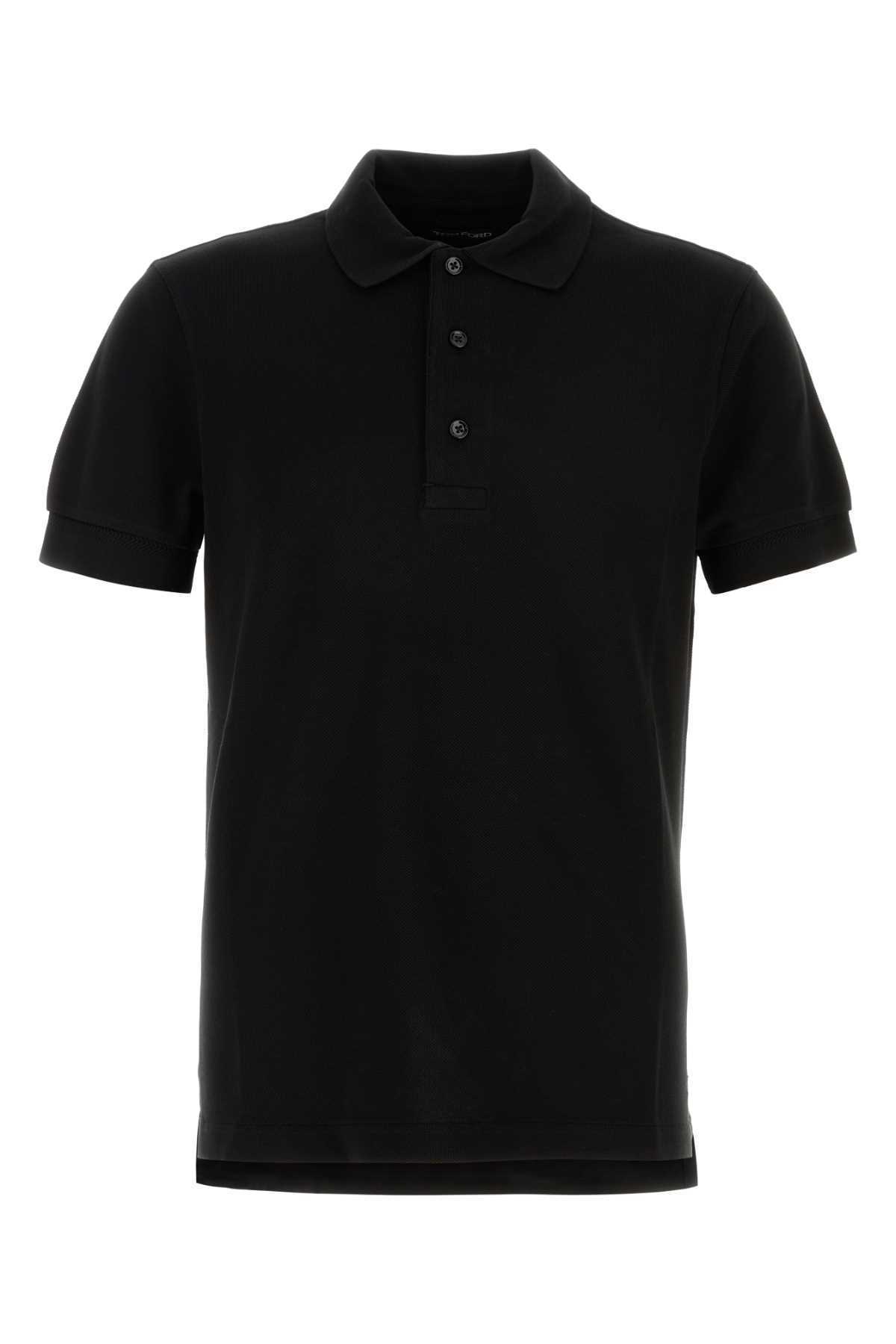 Tシャツ・カットソー TOM FORD Black Piquet Polo Shirt