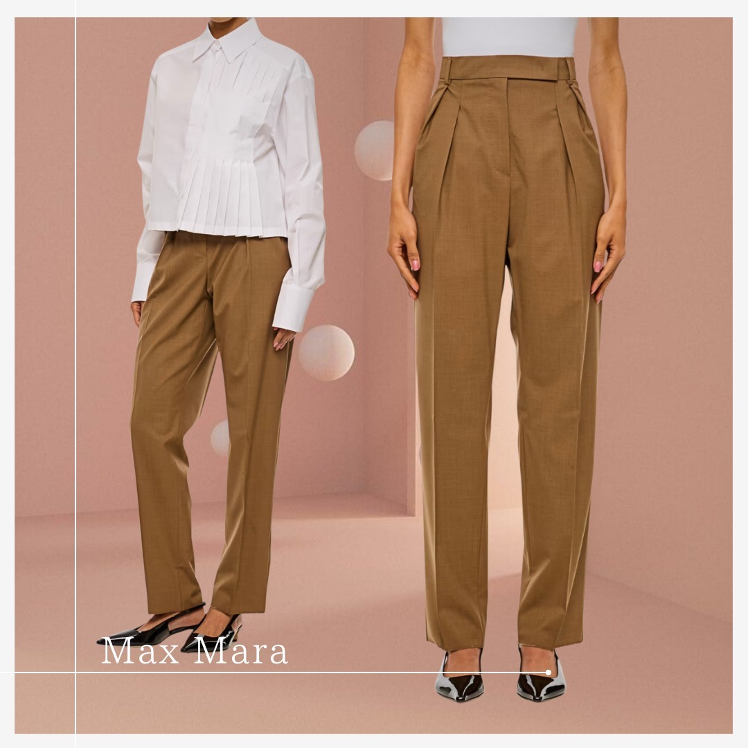 機能美パンツ【Max Mara】上質 エレガントウールスリムパンツ