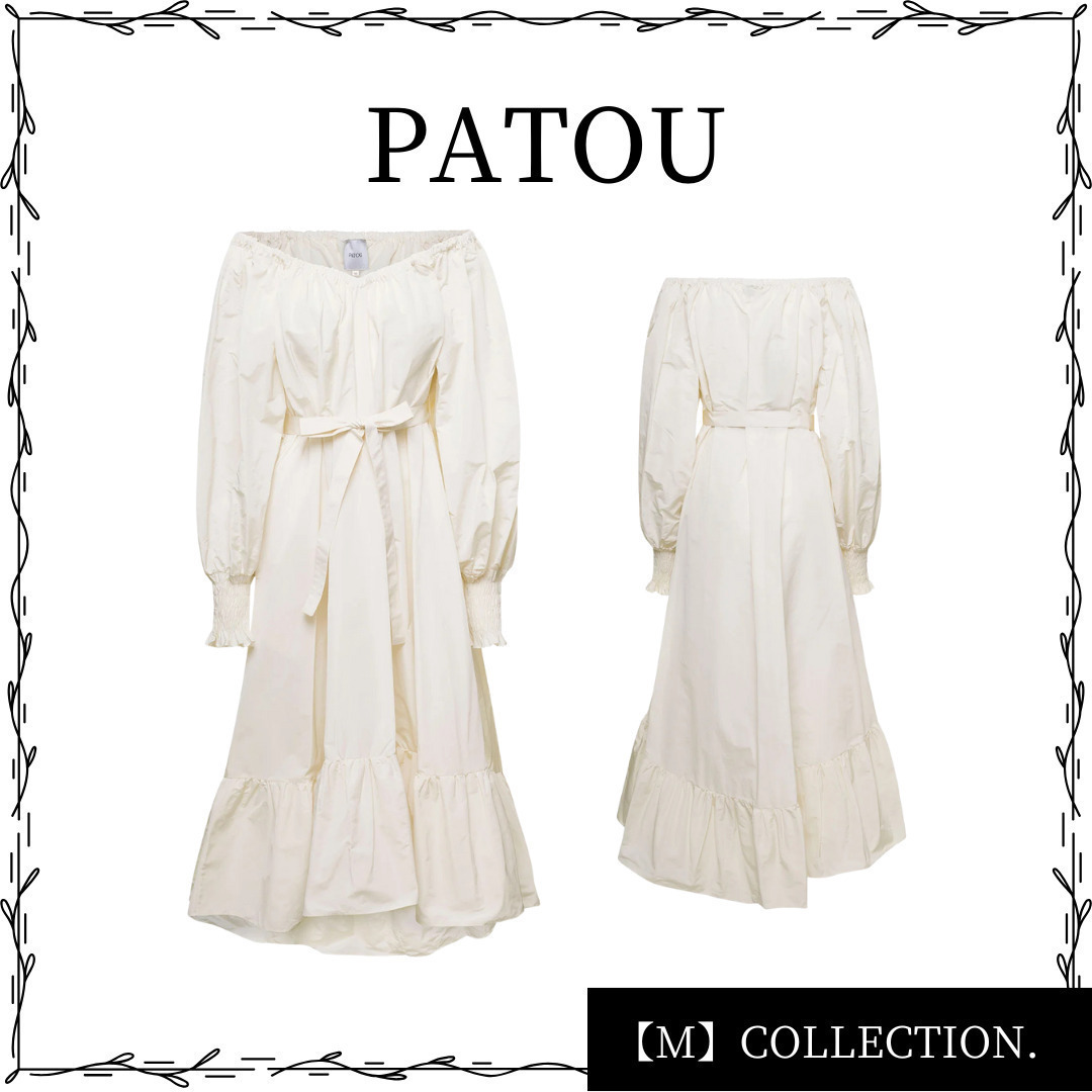 PATOU アシンメトリーヘム パフスリーブマキシドレス