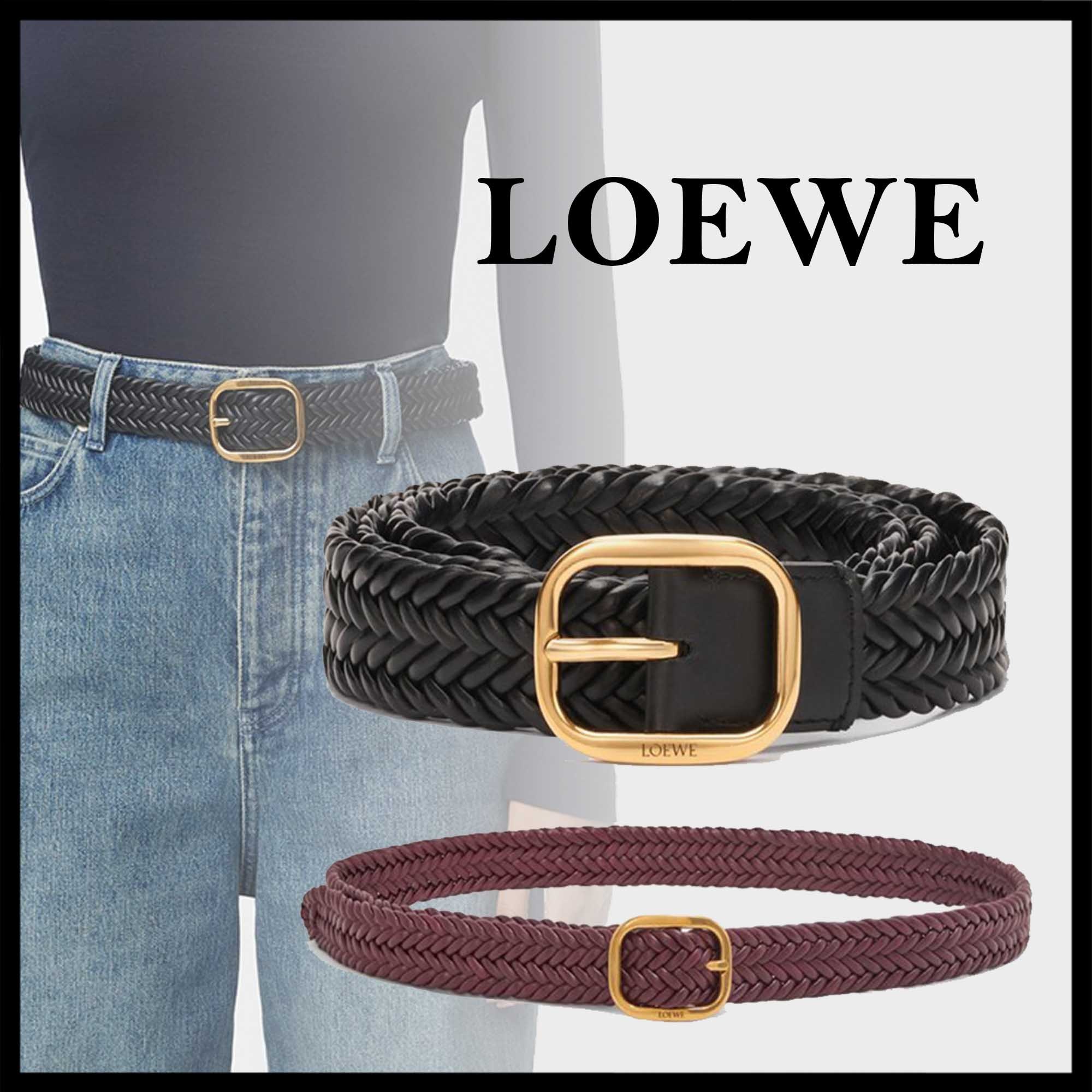 LOEWE直営店 カーフスキンの柔らかい丸型ベルト