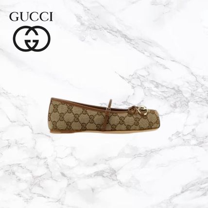 バレエシューズ Gucci Horsebit Ballerinas In Original Gg Can グッチフラットシューズ
