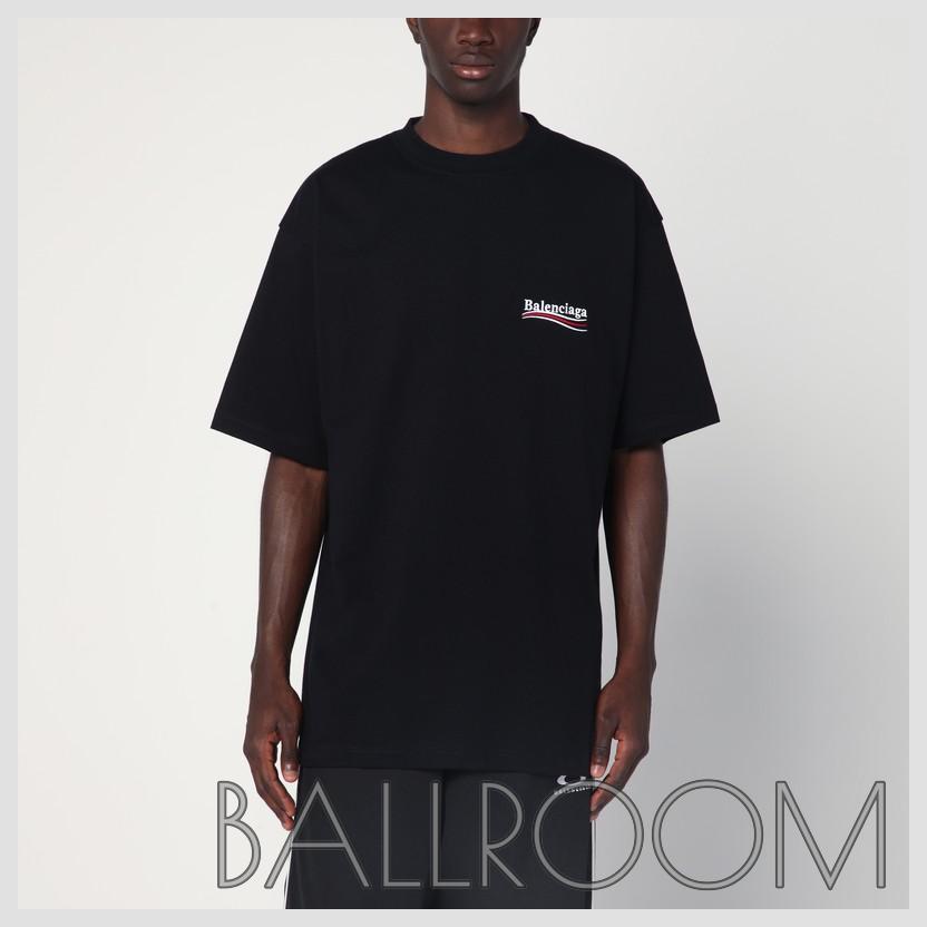 Tシャツ・カットソー BALENCIAGA OVER T-SHIRT POLITICAL CAMPAIGN DIRTY BLACK