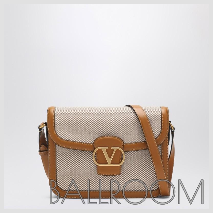ショルダーバッグ・ポシェット VALENTINO GARAVANI 9TO5 BEIGE CANVAS AND LEATHER BAG