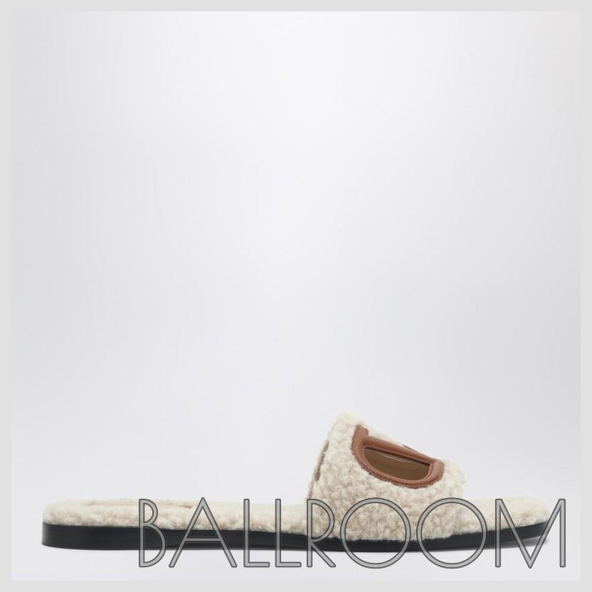 サンダル・ミュール VALENTINO GARAVANI SANDALO SLIDE VLOGO CUT-OUT IN SHEARLING