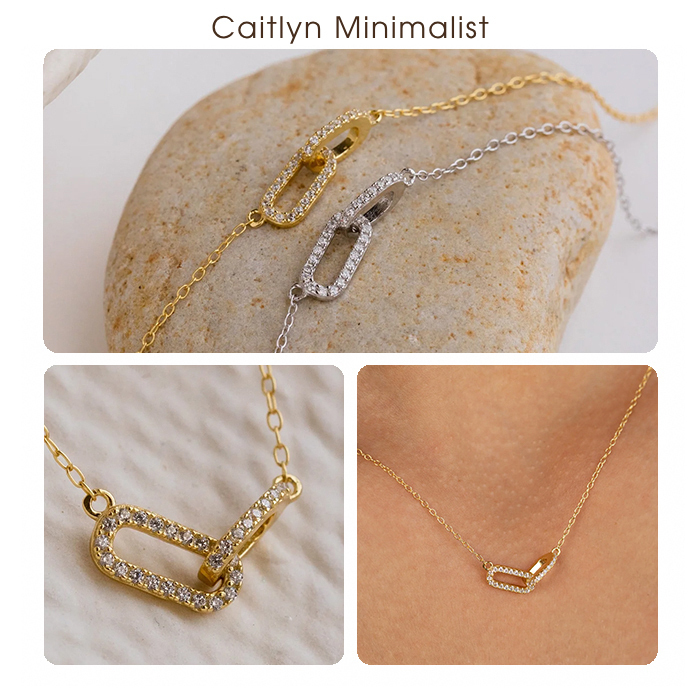 《CaitlynMinimalist》パヴェリンク ペンダントネックレス 金 銀
