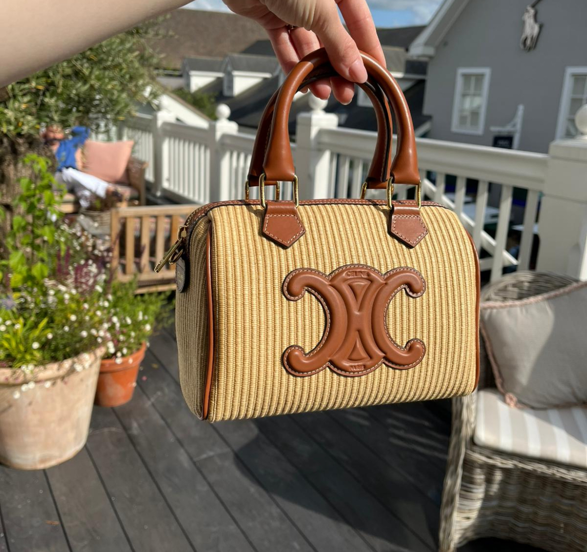 【CELINE】VIPセール！スモール ボストン CUIR ラフィア風
