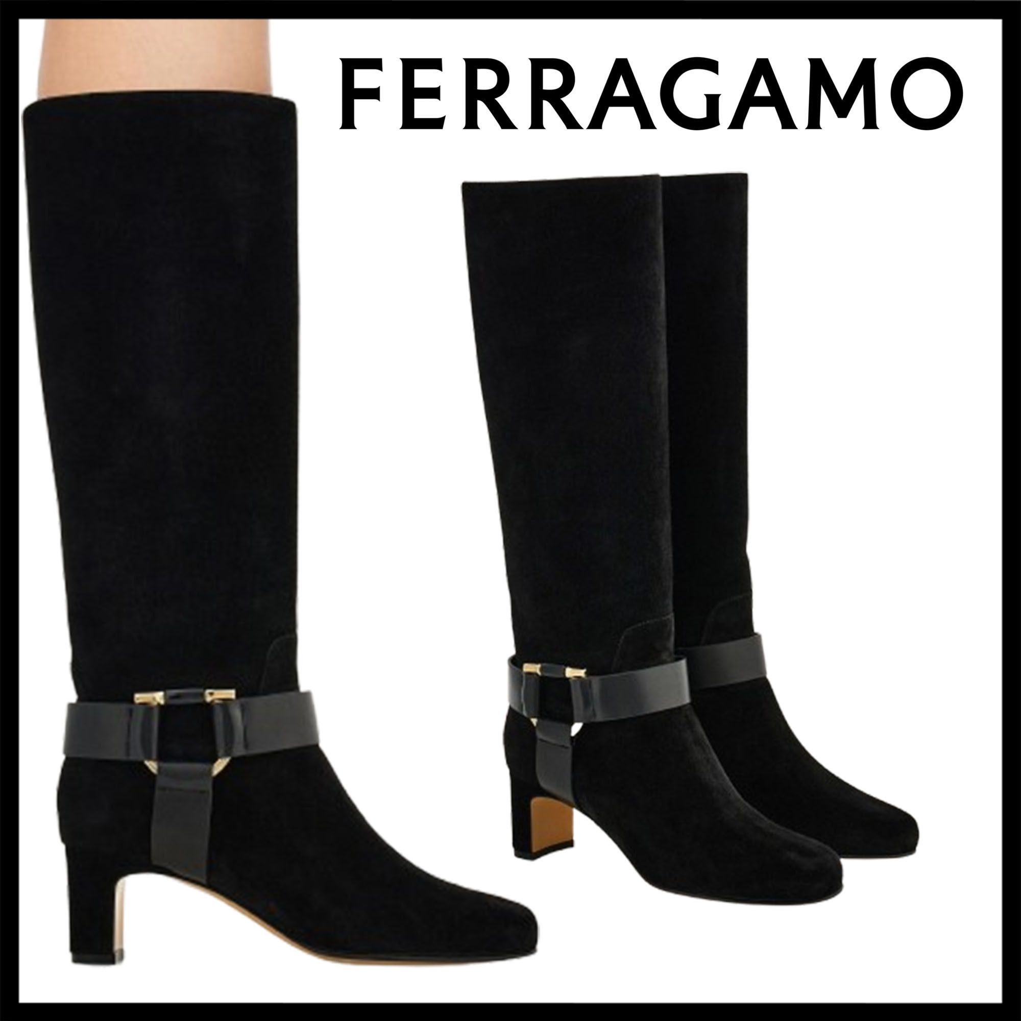 FERRAGAMO直営店 ガンチーニ装飾ブーツ