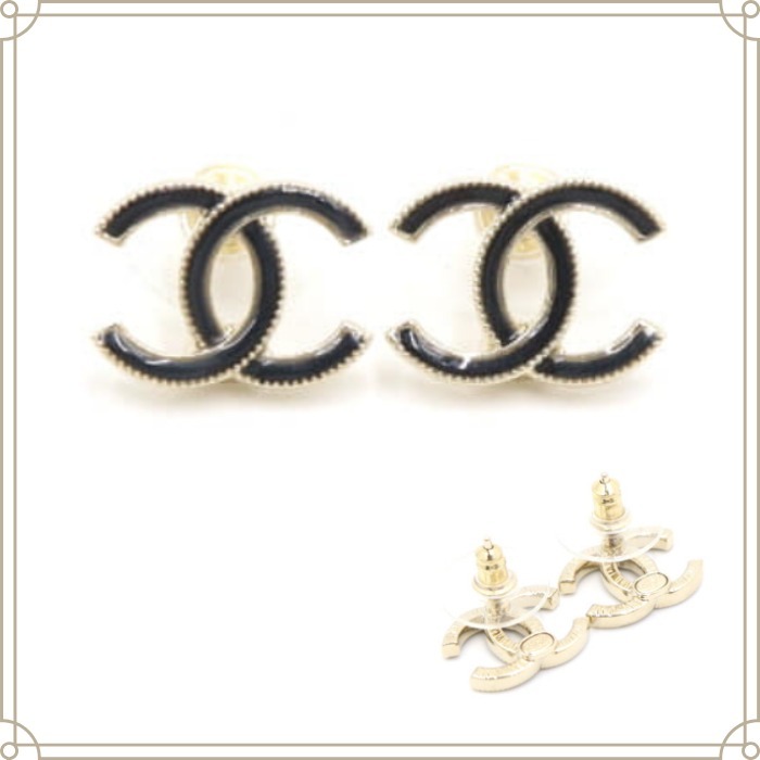 CHANEL シャネル セラミック CCロゴピアス 黒【A+ランク 美品】